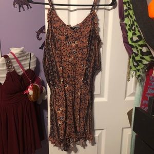 Floral brown romper